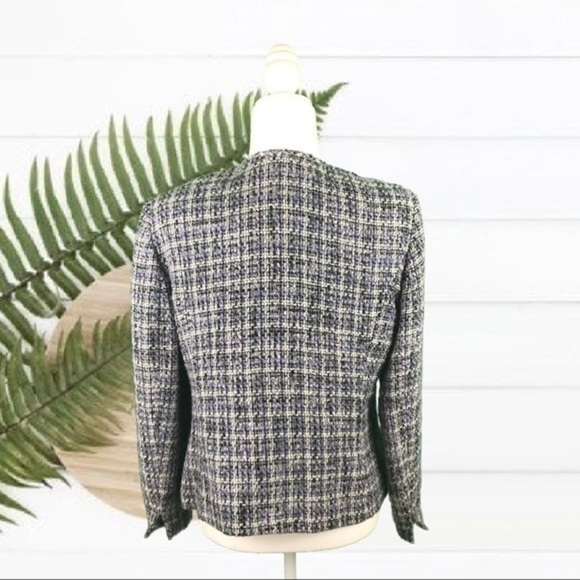 Vintage Women’s Gray Tweed Textured Weave Blazer Jacket - Picture 4 of 5
